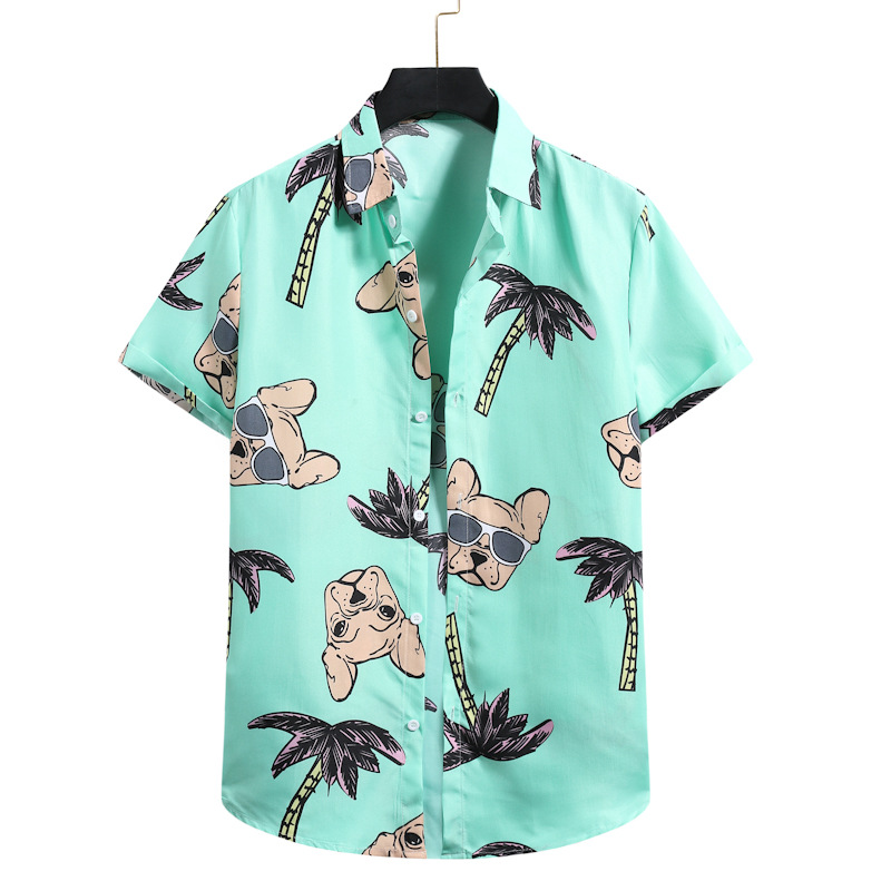 Men's Dog Print Short Sleeve Shirt