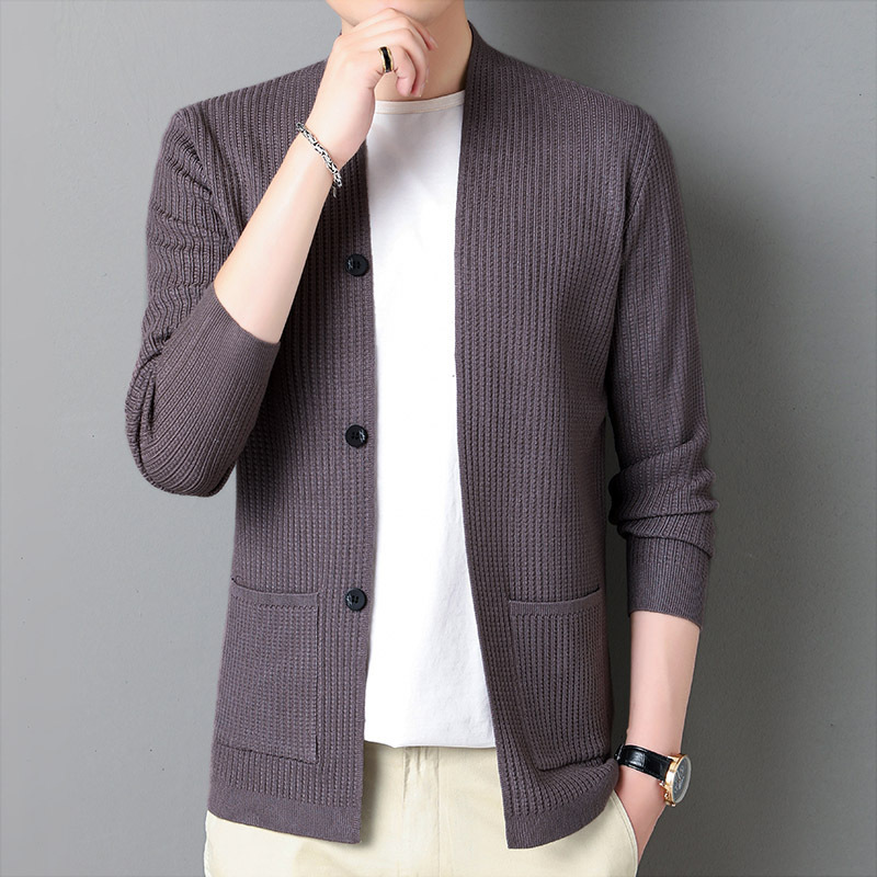 Men's Knitted Slim Korean Style Cardigan Jacket