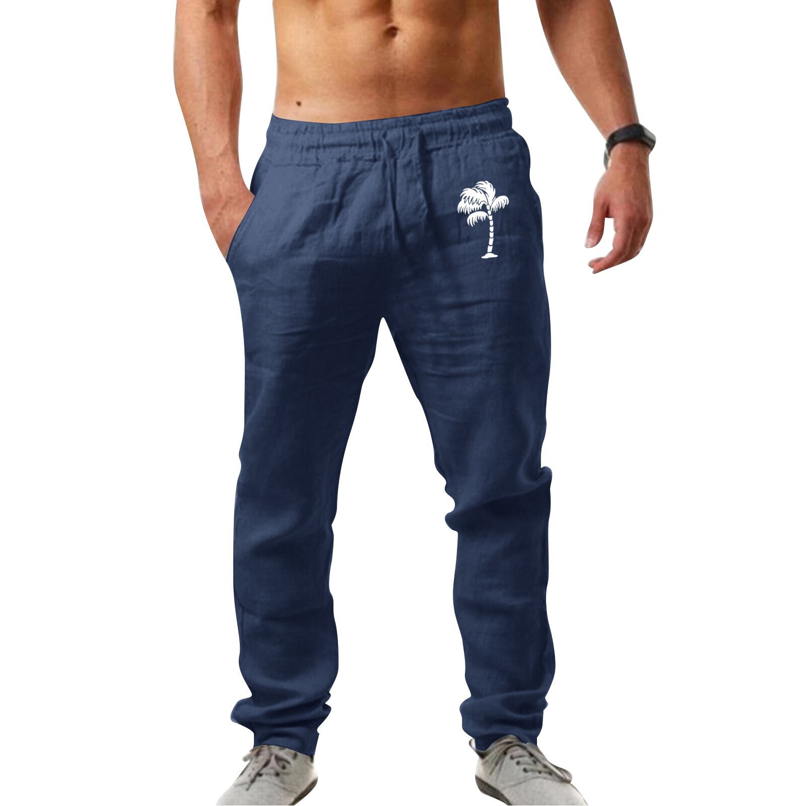 Men's Breathable Cotton Linen Loose Casual Sports Pants