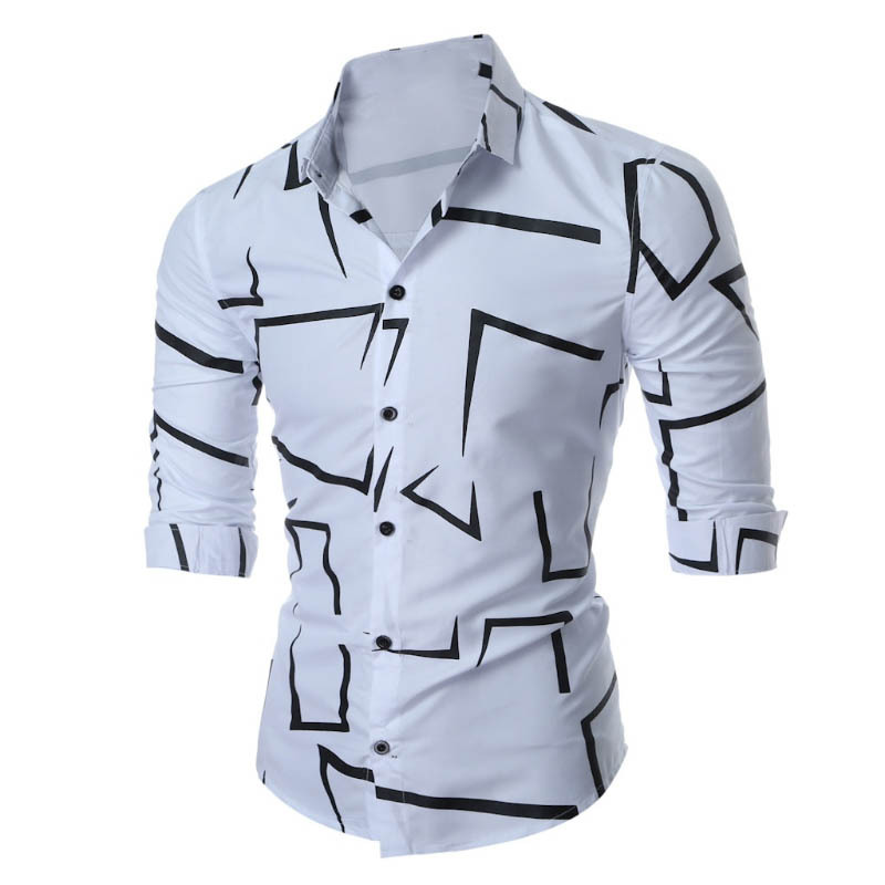 Men's Business Casual Geometric Print Shirt
