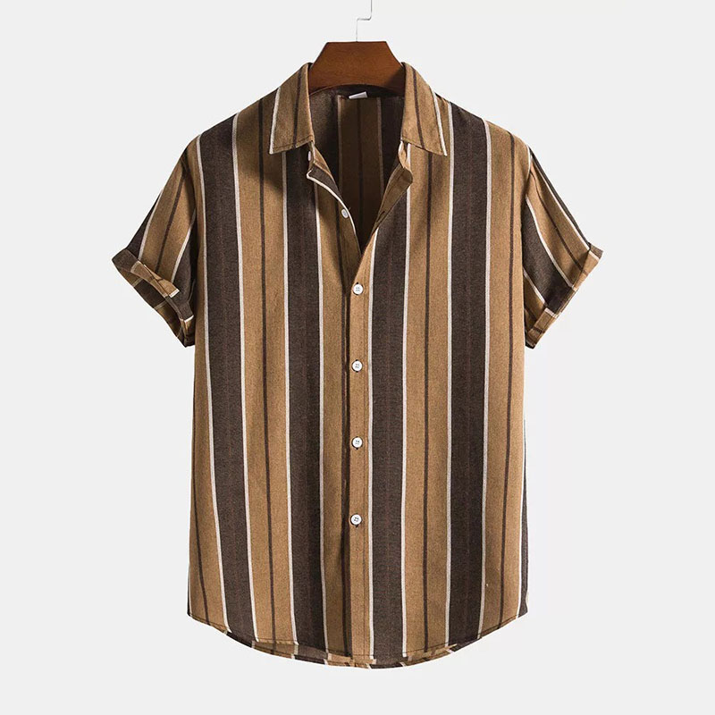 Retro Striped Short Sleeve Shirt