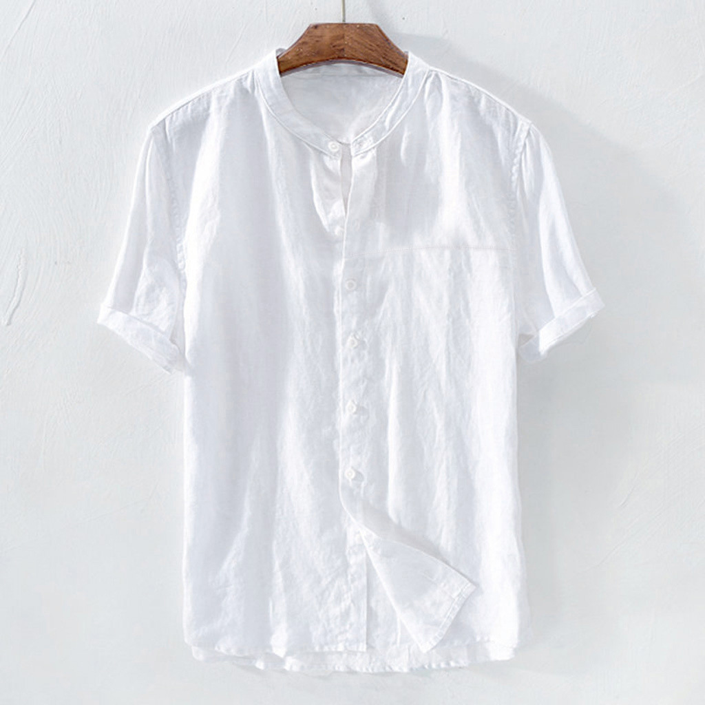 Men's Thin Breathable Cotton Linen Collar Shirt