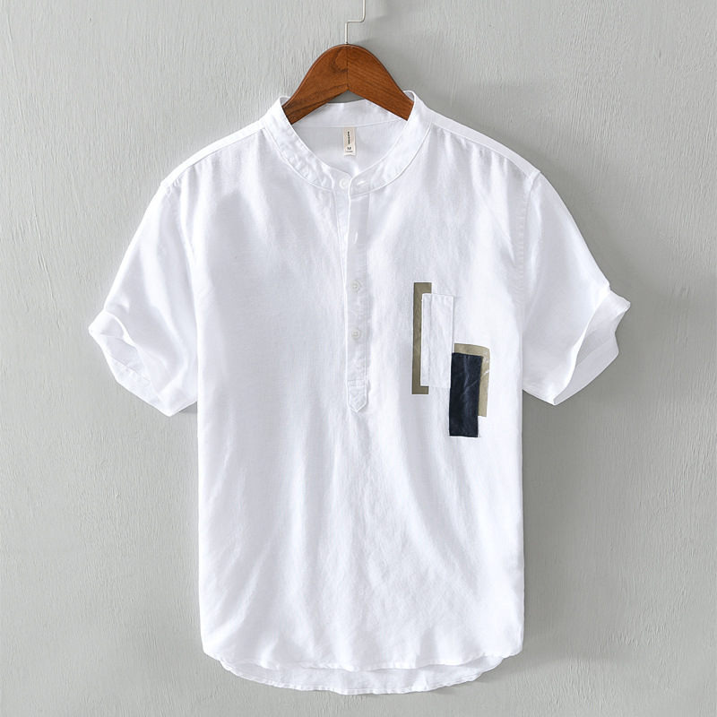 Men's Versatile Casual Cotton Linen Short Sleeve Shirt