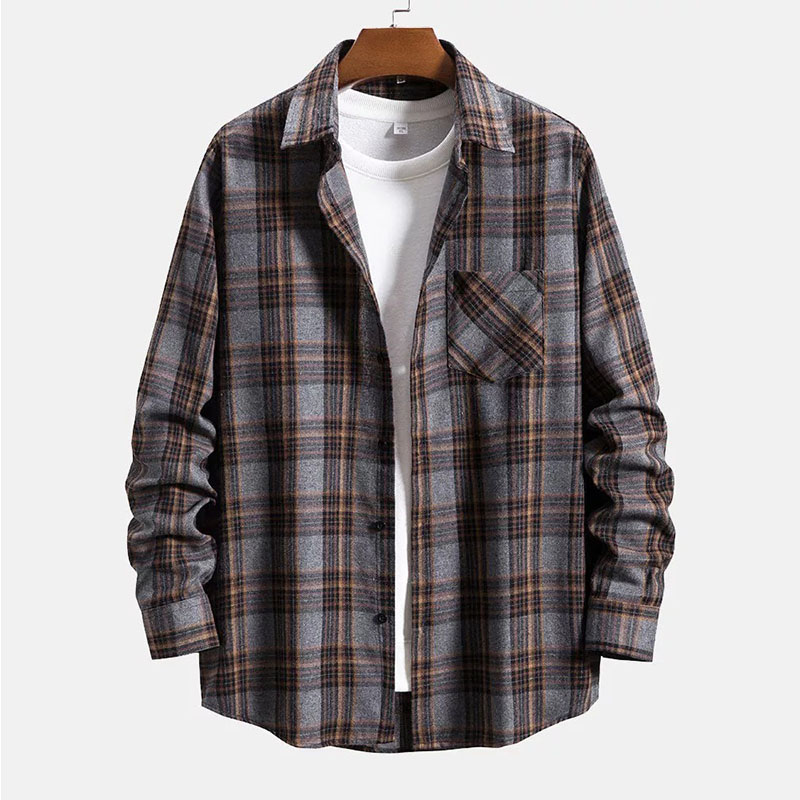 Plaid Patched Pocket Long Sleeve Shirt