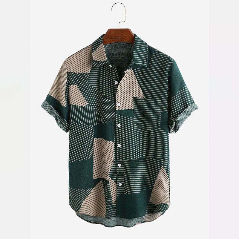 Geometric Print Button Up Shirt
