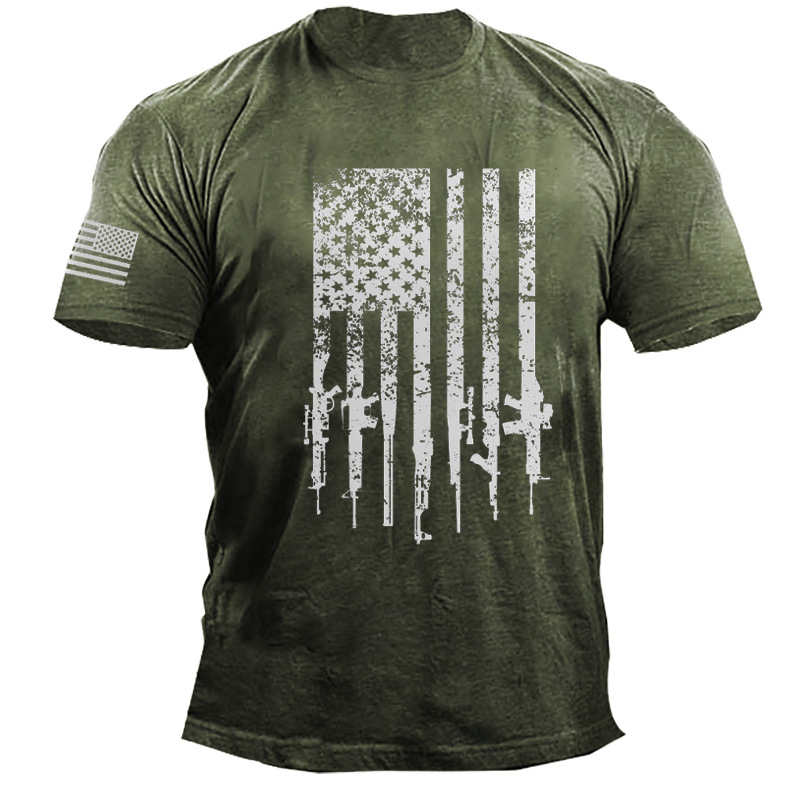 Casual USA Flag Print Letter T-Shirt