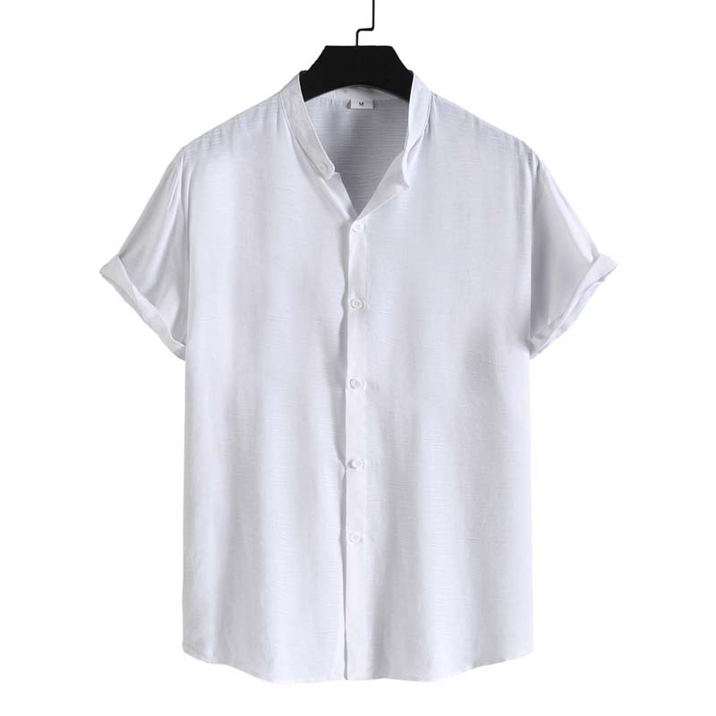 Men's Fashion Short Sleeve Stand Collar Shirt