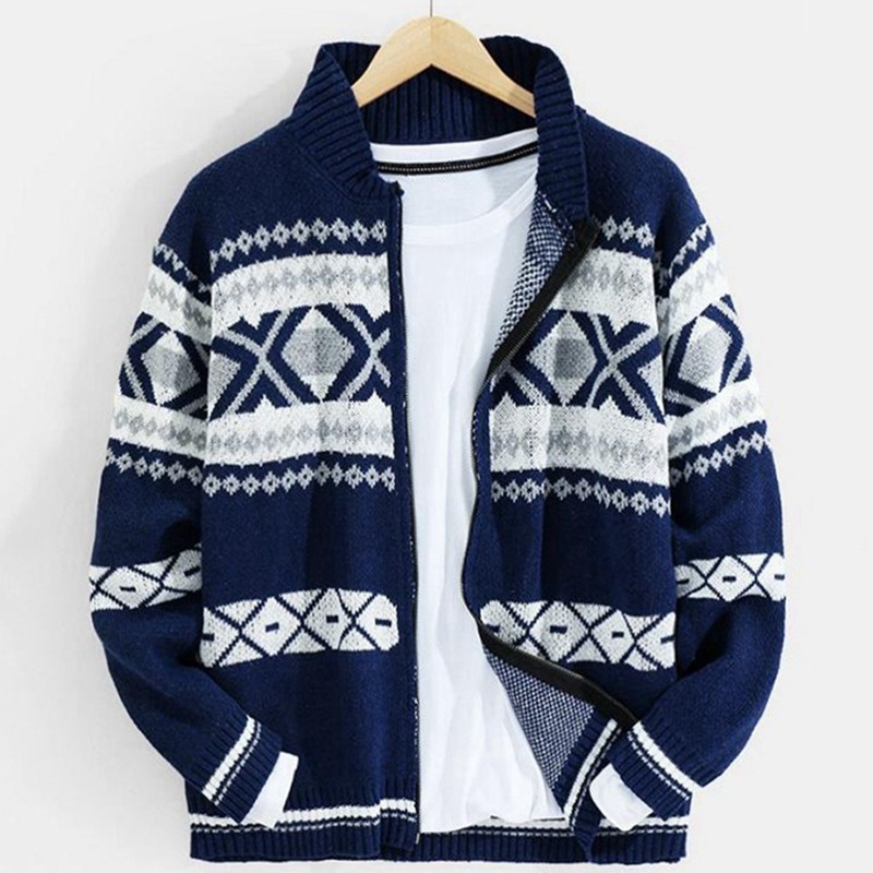 Men's Lapel Zip Knit Sweater Jacket Sweater