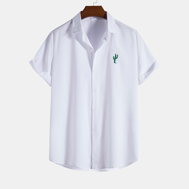 Cactus Embroidery Button Up Shirt
