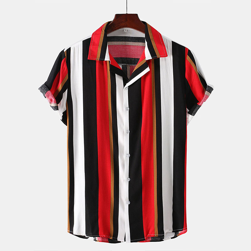 Colorful Striped Print Revere Shirt