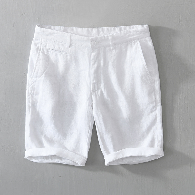 Men's Beach Casual Linen Cropped Shorts