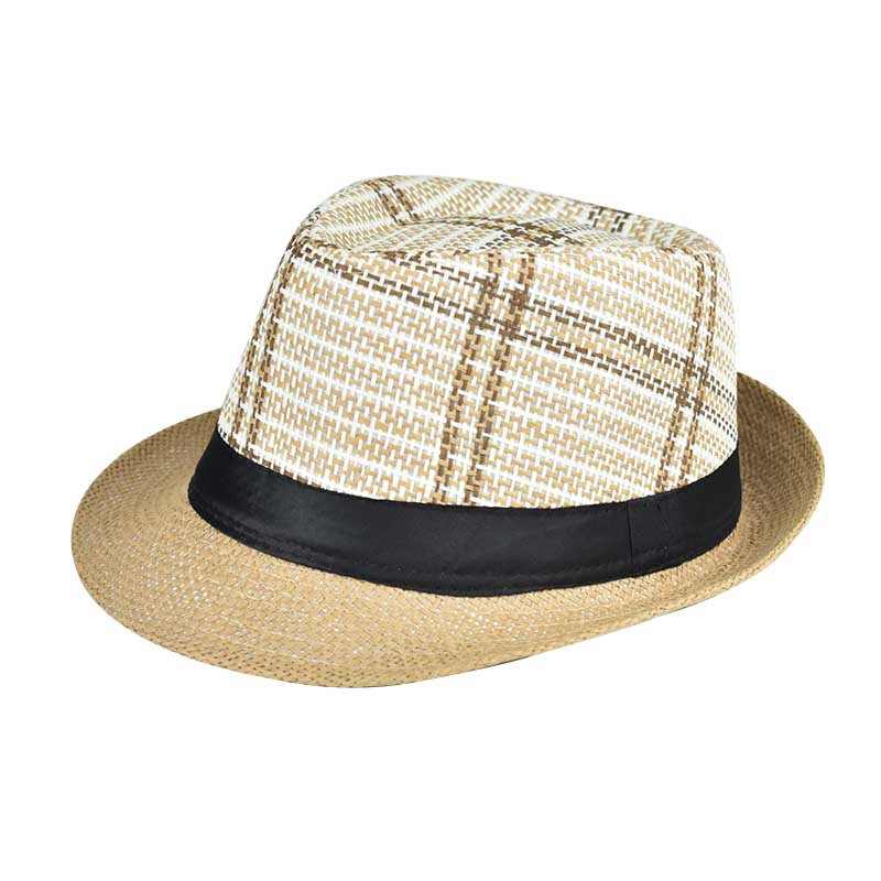 Men's Sunscreen Shade Colorblock Straw Hat