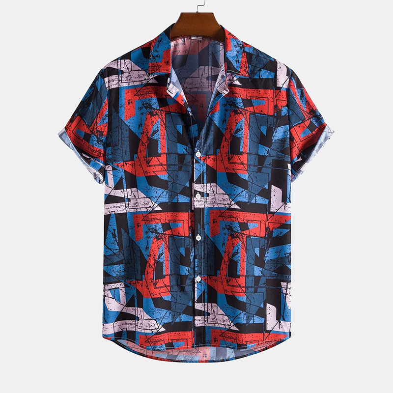 Mottled Geometric Print Shirt