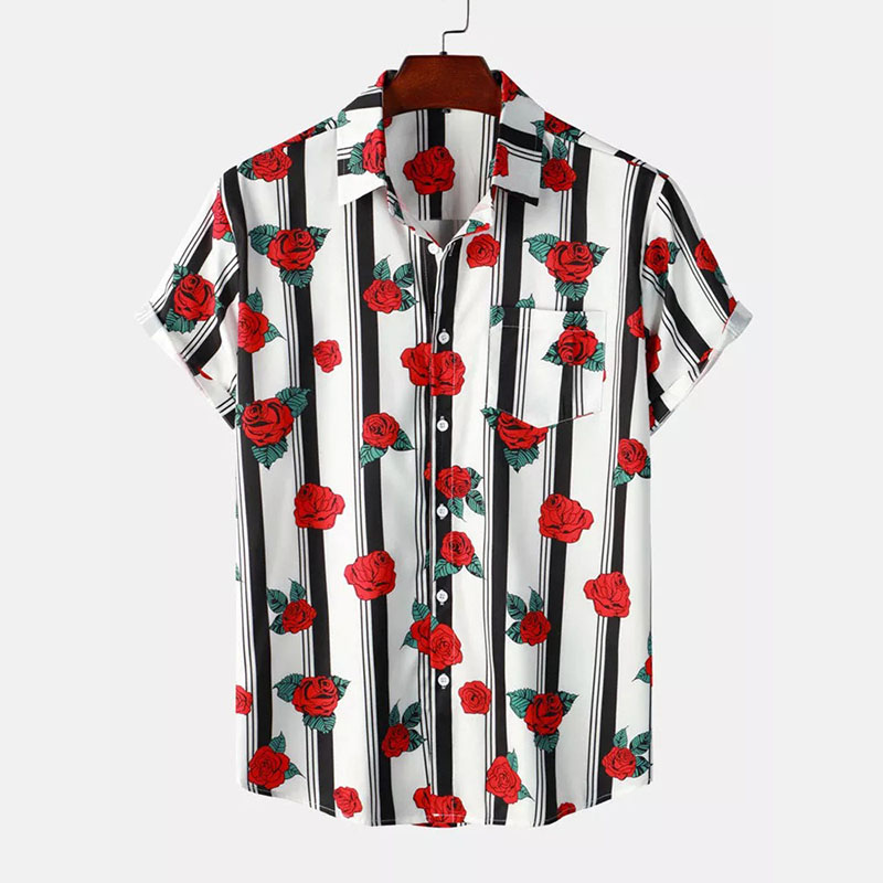 Rose Striped Print Shirt