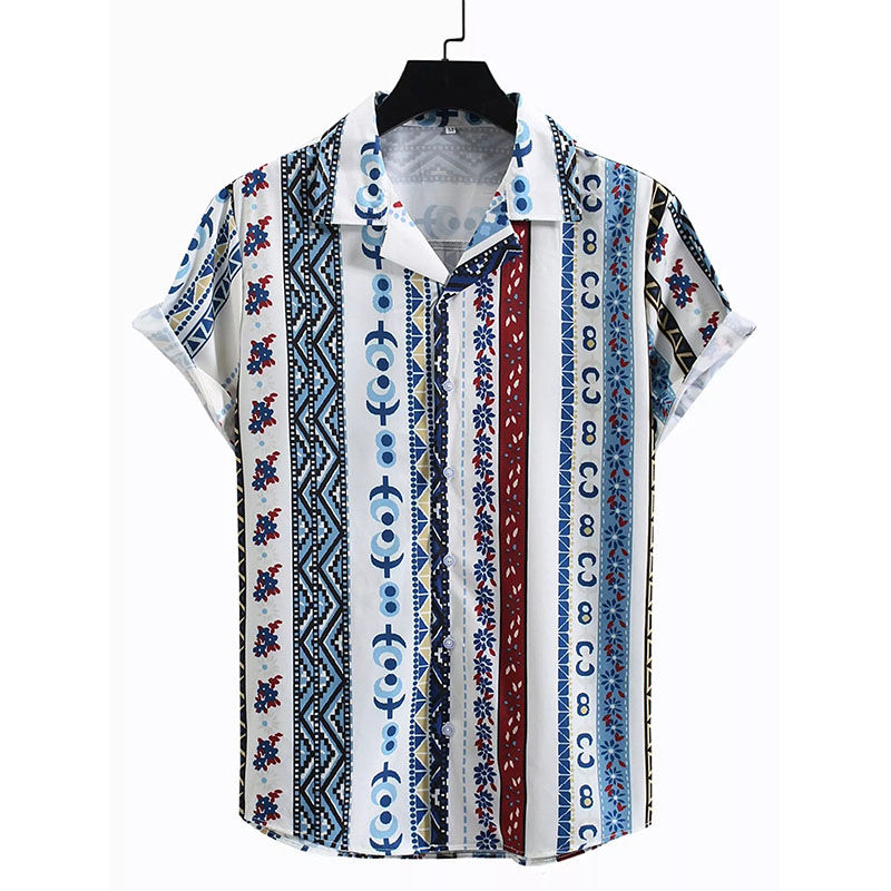 Ethnic Geometry Print Revere Shirt