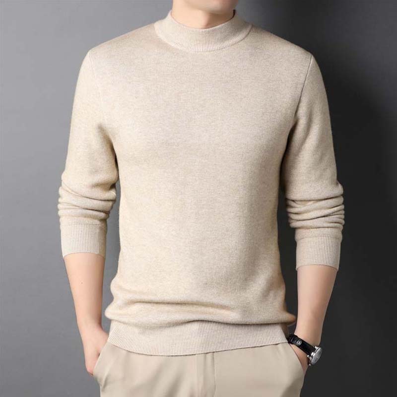 Men's Solid Half Turtleneck Bottoming Sweater