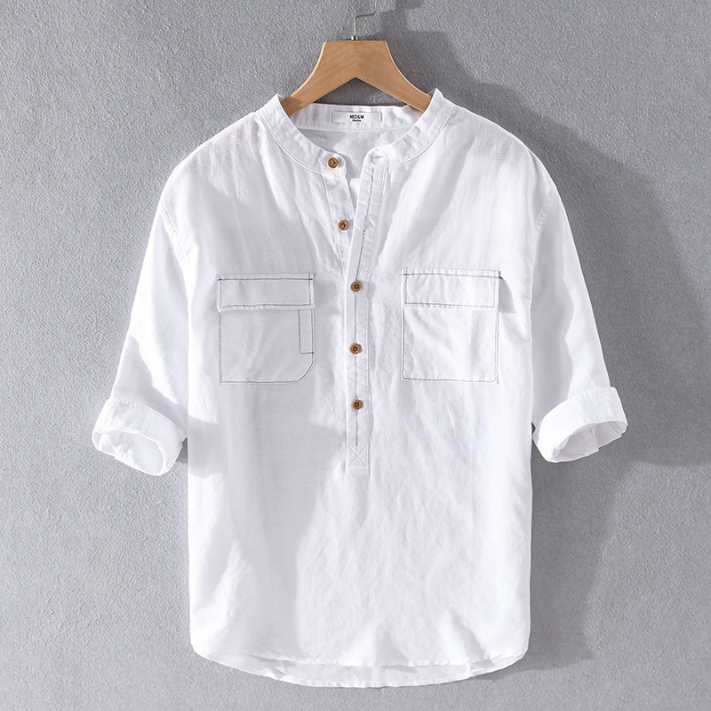 Men'S Half Sleeve Cotton & Linen Shirt