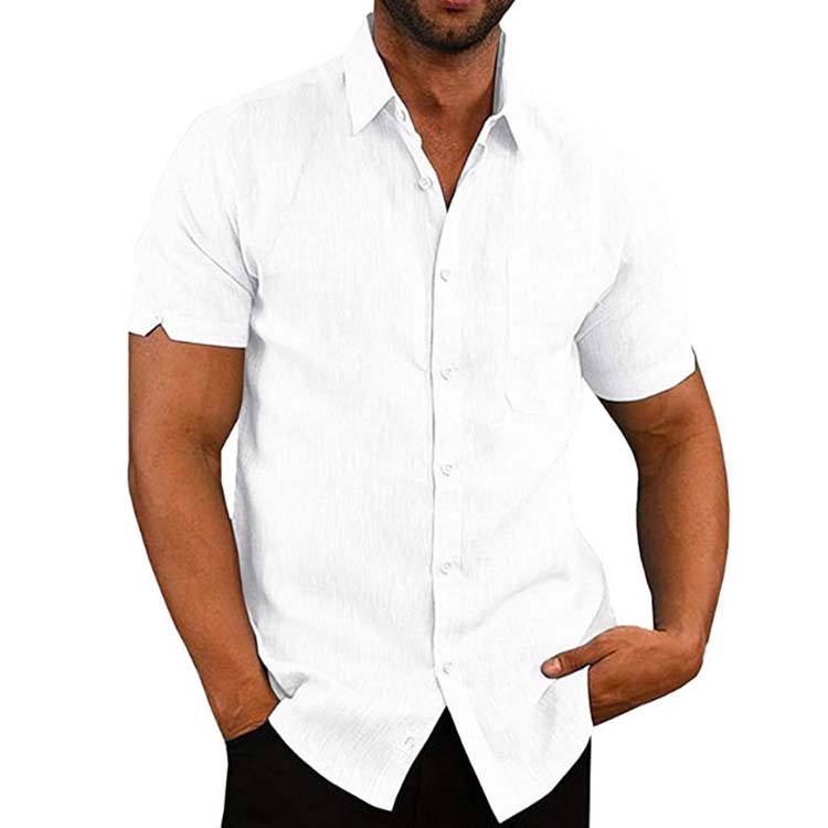 Men's Daily Casual Pocket Solid Color Short Sleeve Shirt