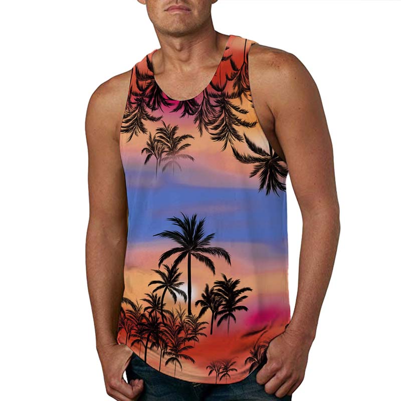 Men's Hawaiian Coconut Print Tank Top
