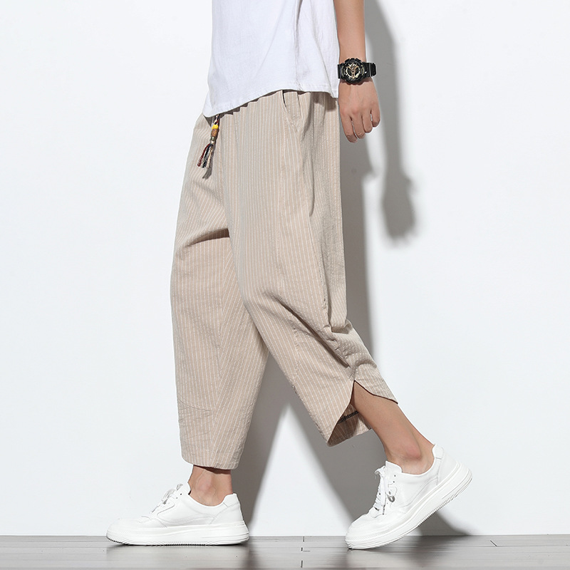 Summer Casual Striped Loose Cropped Pants