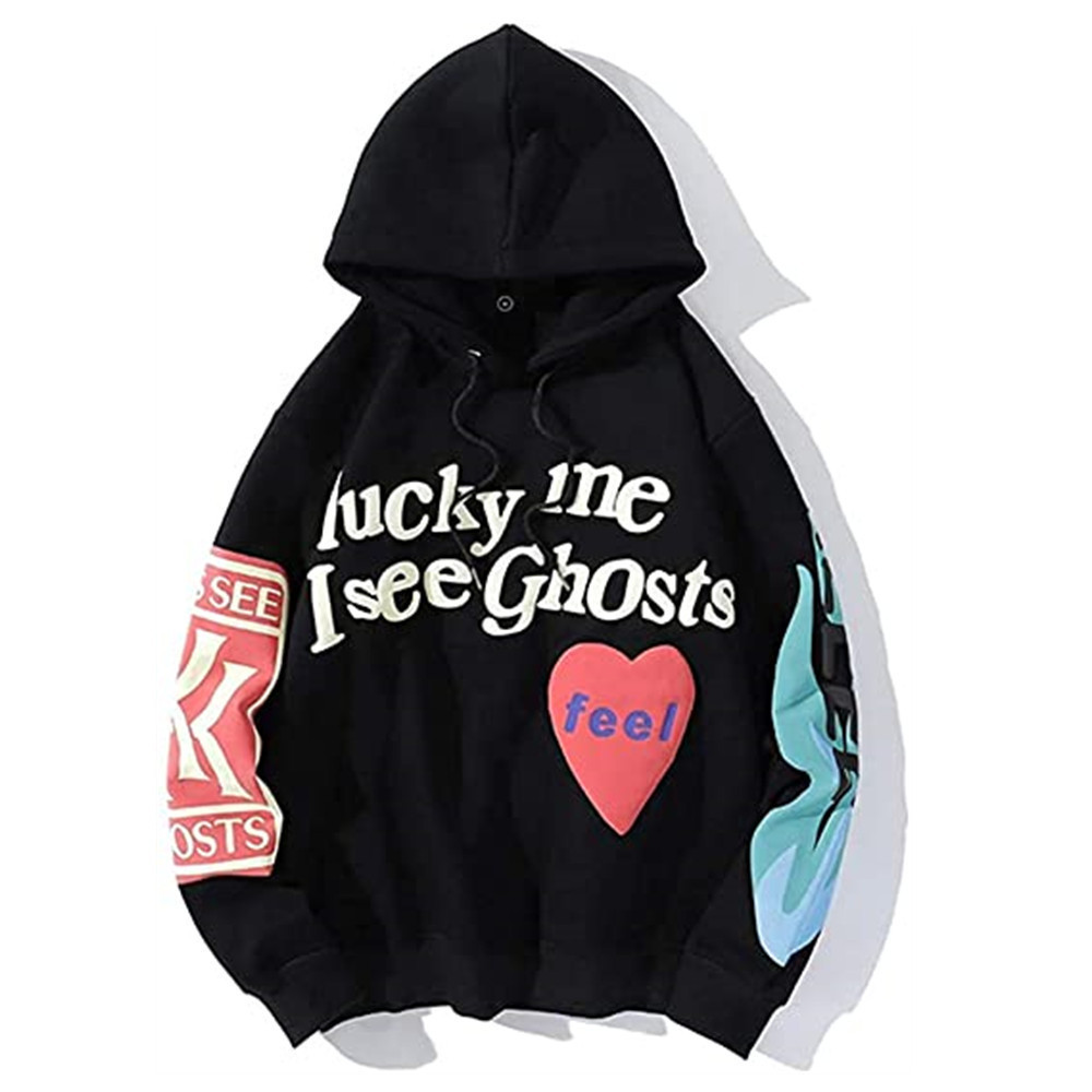 Men's Harajuku Alphabet Graffiti Hooded Hip Hop Sweatshirt