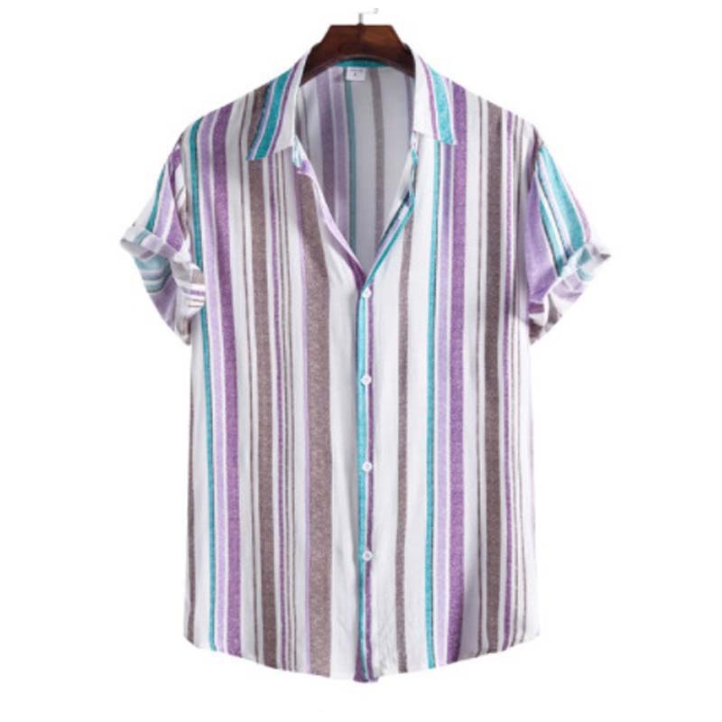Men's Striped Lapel Shirt