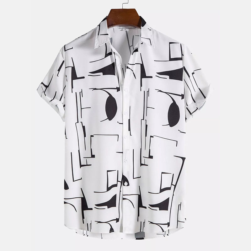 Abstract Print Button Up Shirt