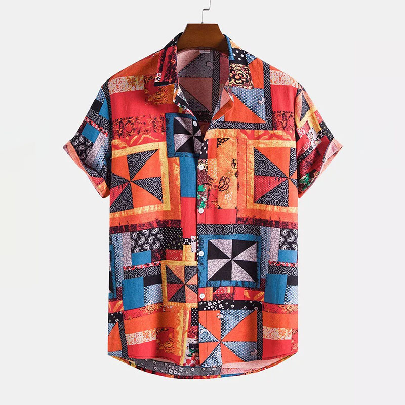 Ethnic Patchwork Print Shirt