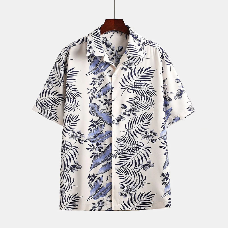 Tropical Plants Print Revere Shirt