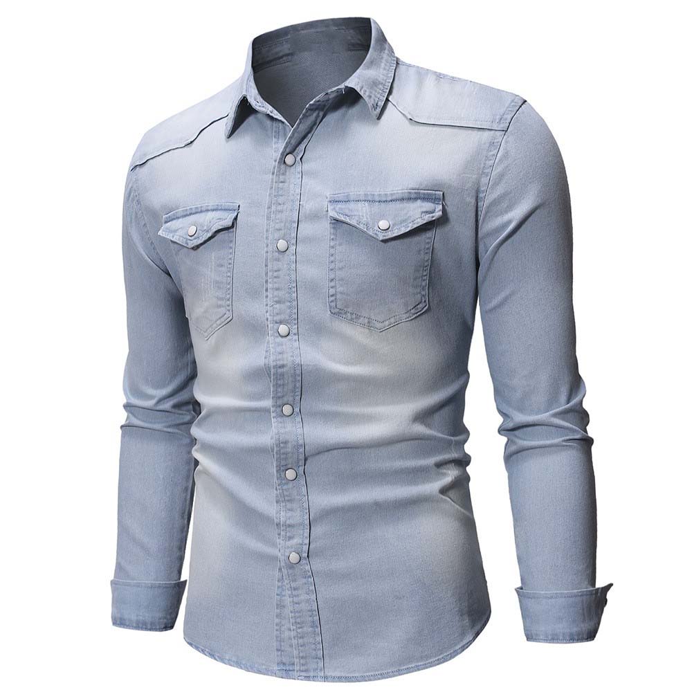 Men's Retro Simple Long Sleeve Denim Shirt