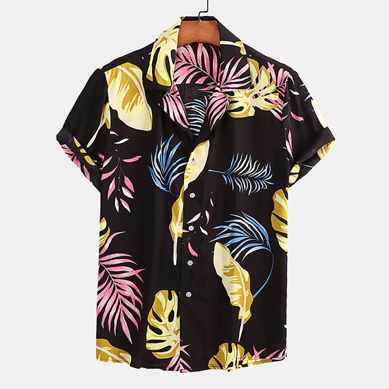 Palm Leaves Print Revere Shirt