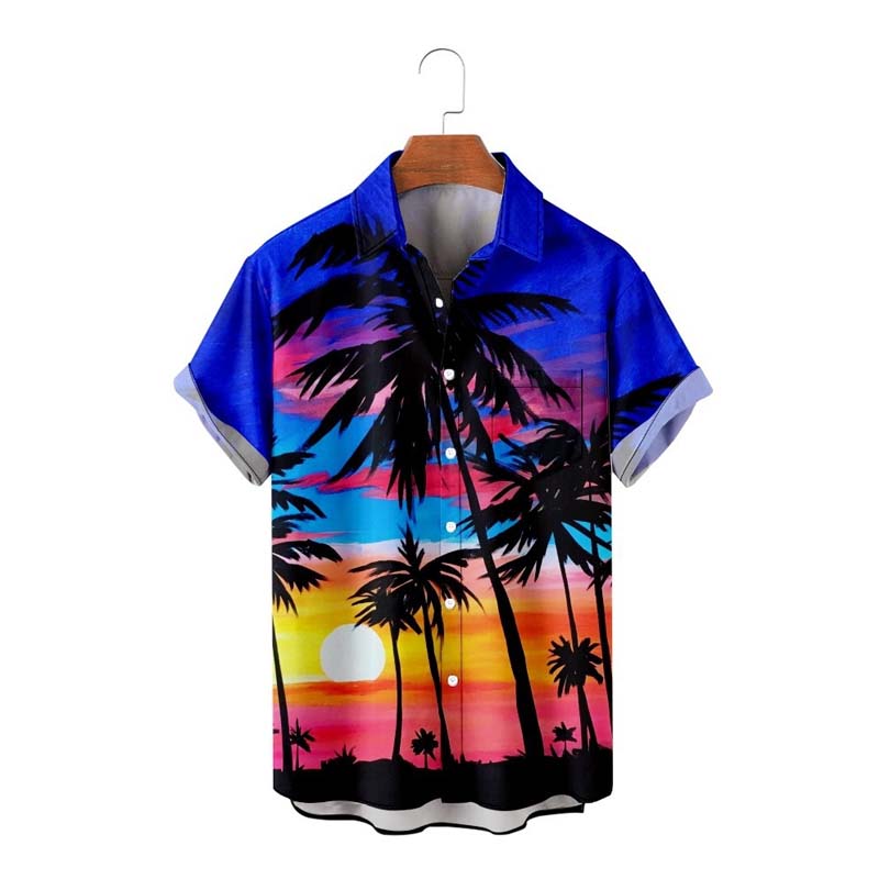 Men's Simple & Comfortable Abstract Oil Painting Coconut Tree Shirt