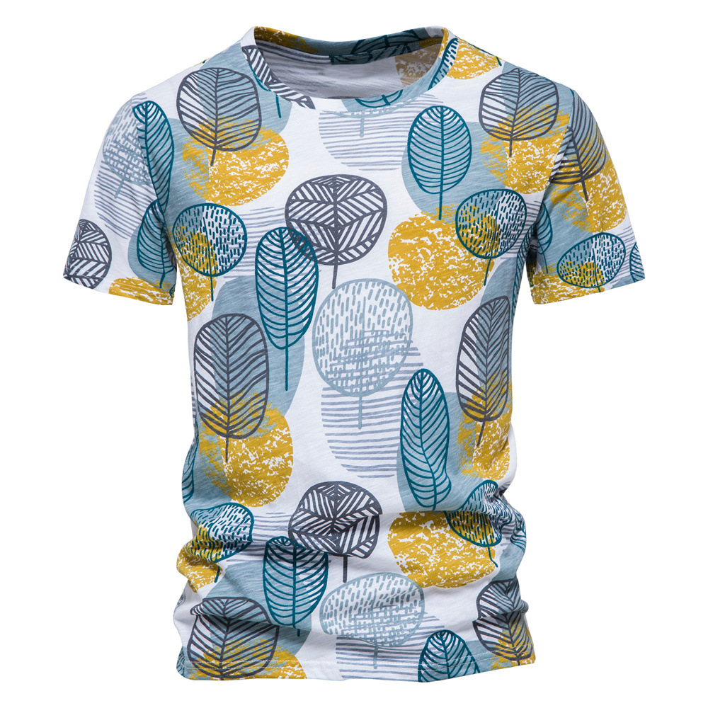 Lockeres Blumen-T-Shirt mit Rundhalsausschnitt aus Baumwolle