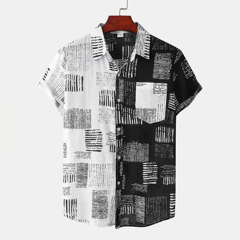 Two Tone Abstract Print Shirt