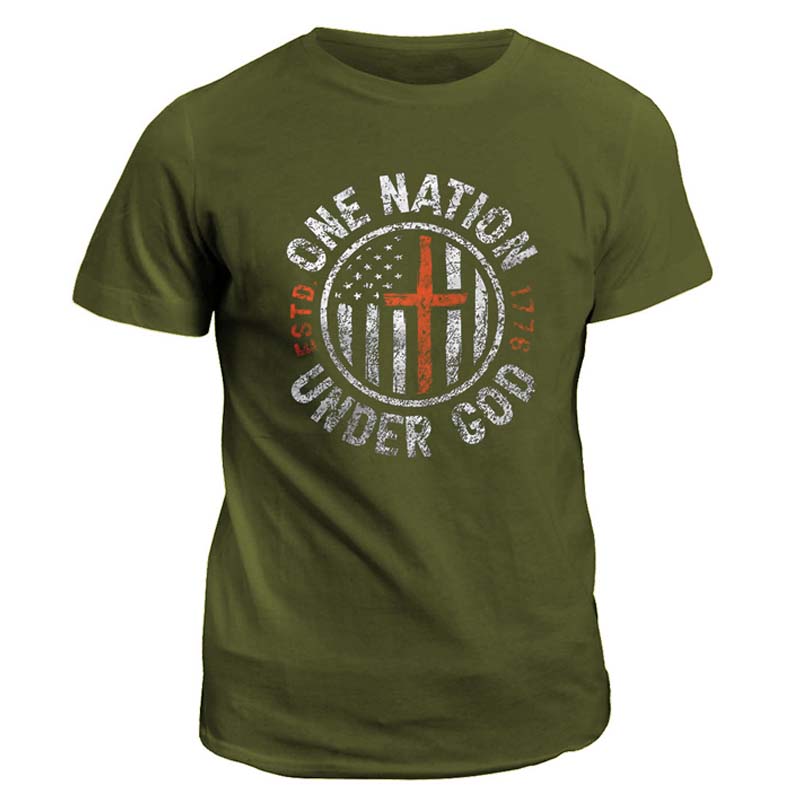 Men's Cross Flag Printed Cotton T-shirt
