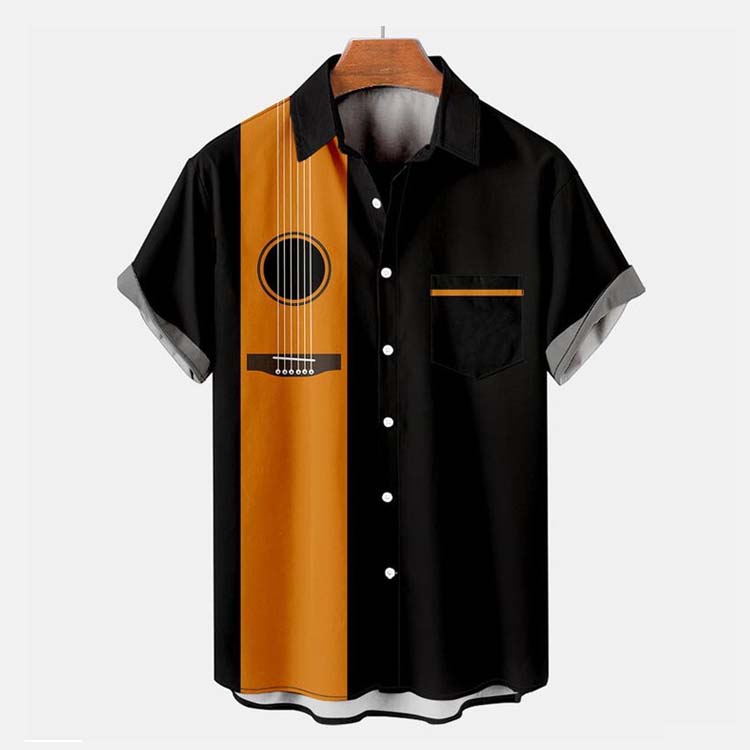 Men's Music Print Casual Short Sleeve Hawaiian Shirt