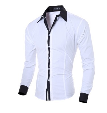 Men's Slim Fit Casual Contrast Long Sleeve Shirt