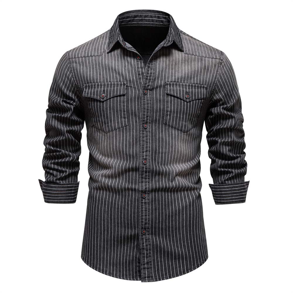 Men's Striped Denim Shirt Jacket