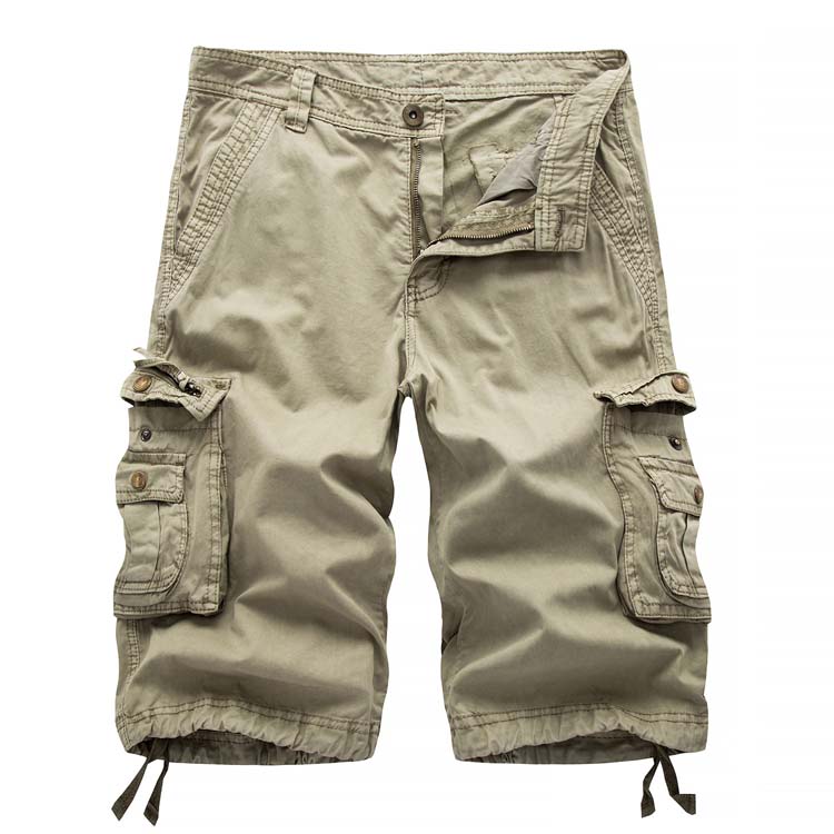 Men's Solid Color Five Point Cargo Shorts
