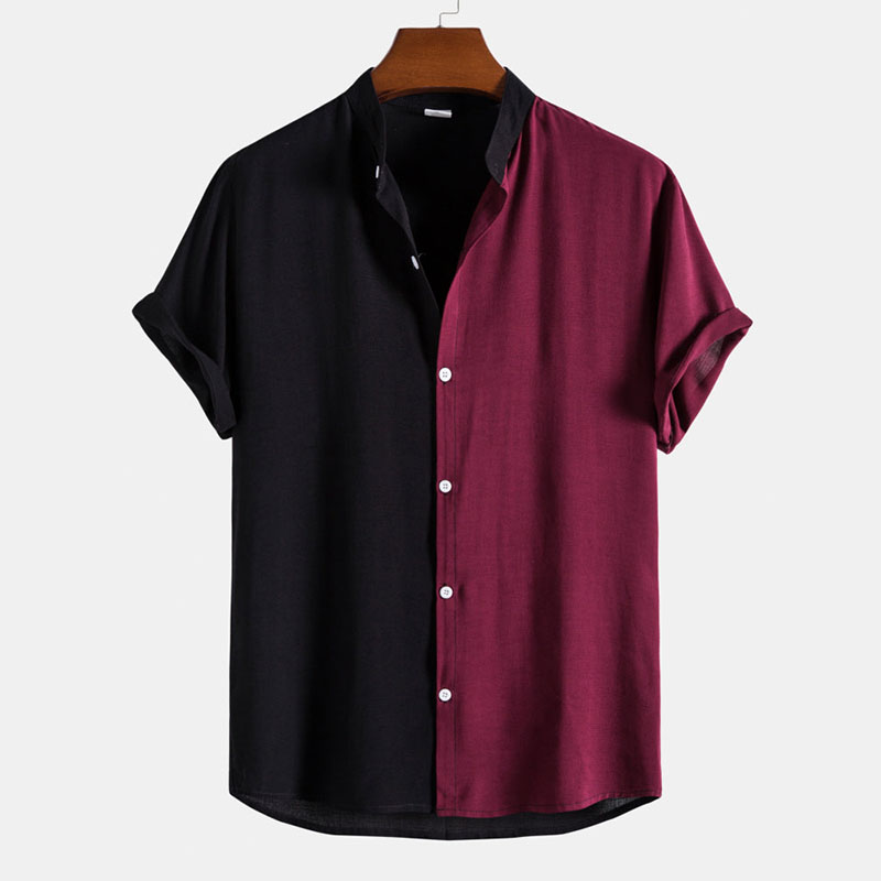 Contrast Color Short Sleeve Shirts