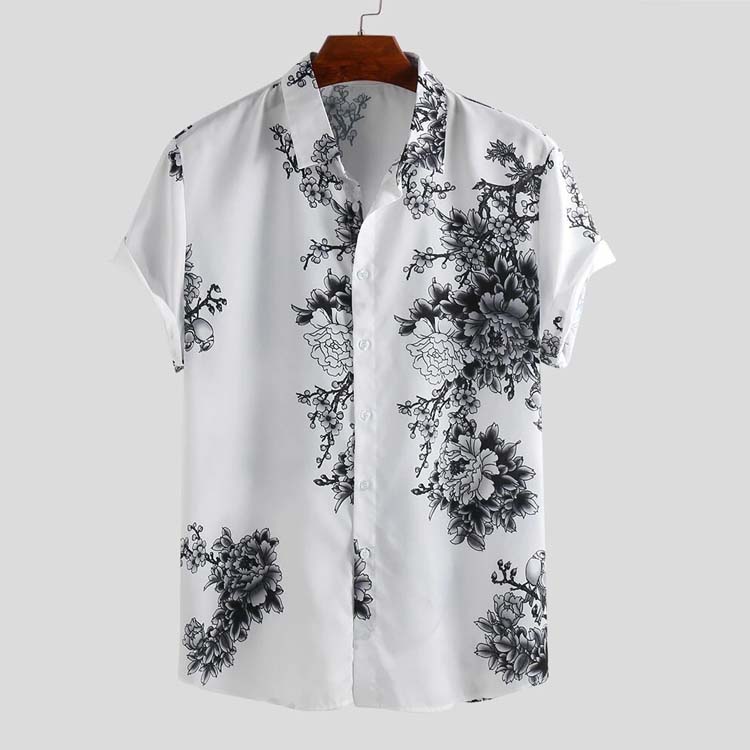 Men's Casual Ink Painting Short Sleeve Shirt