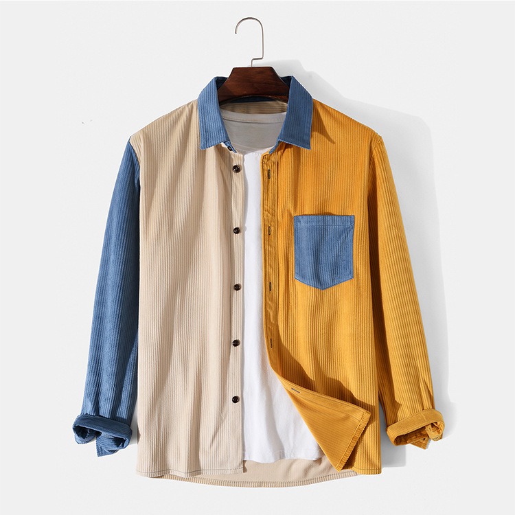 Men's Fashion Lapel Contrast Shirt