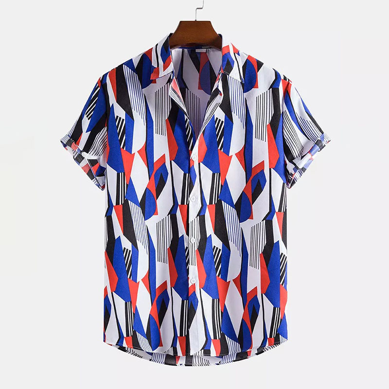 Geometric Print Button Up Shirt