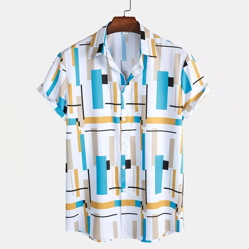 Geometry Print Button Up Shirt