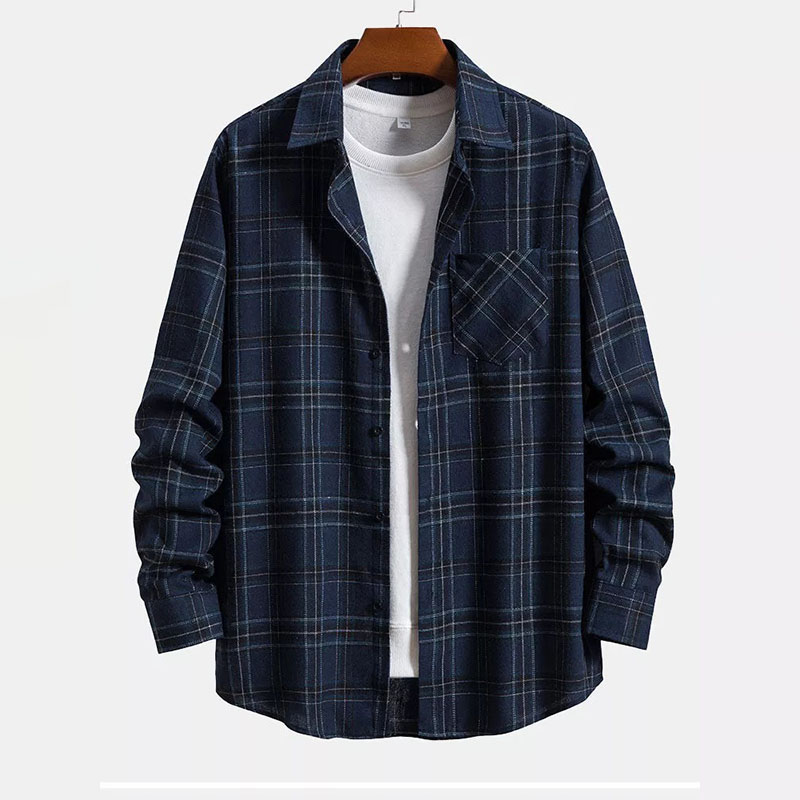 Long Sleeve Plaid Shirt With Pocket