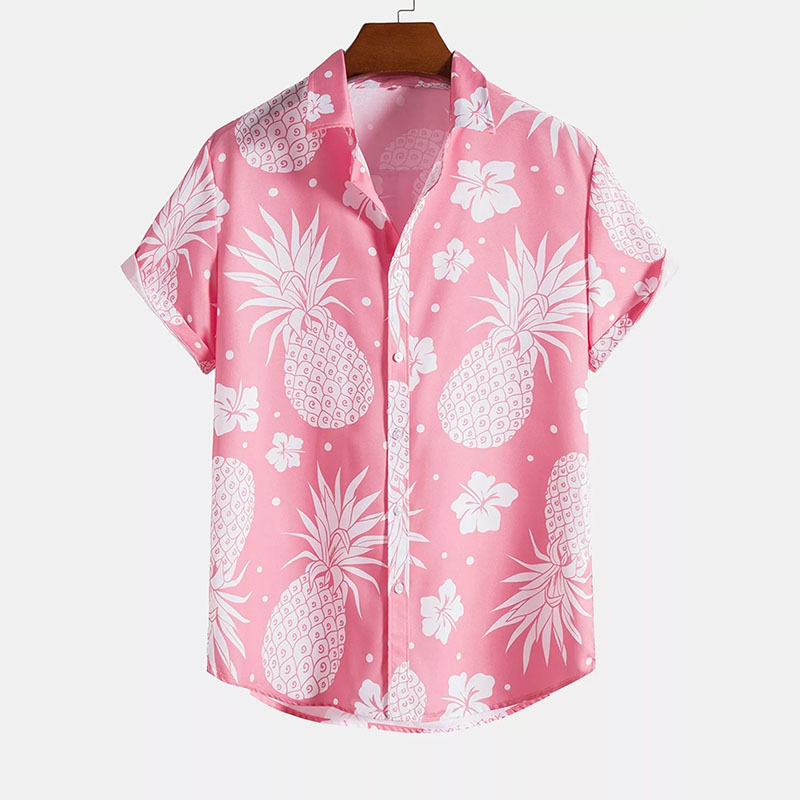 Pineapple Floral Print Button Up Shirt