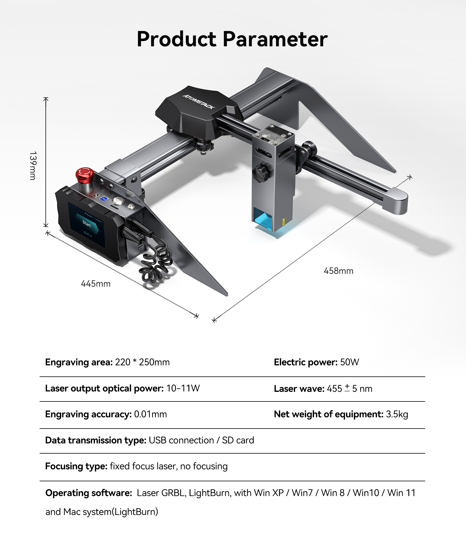 Machine de gravure laser double portable ATOMSTACK P9 M50 50W