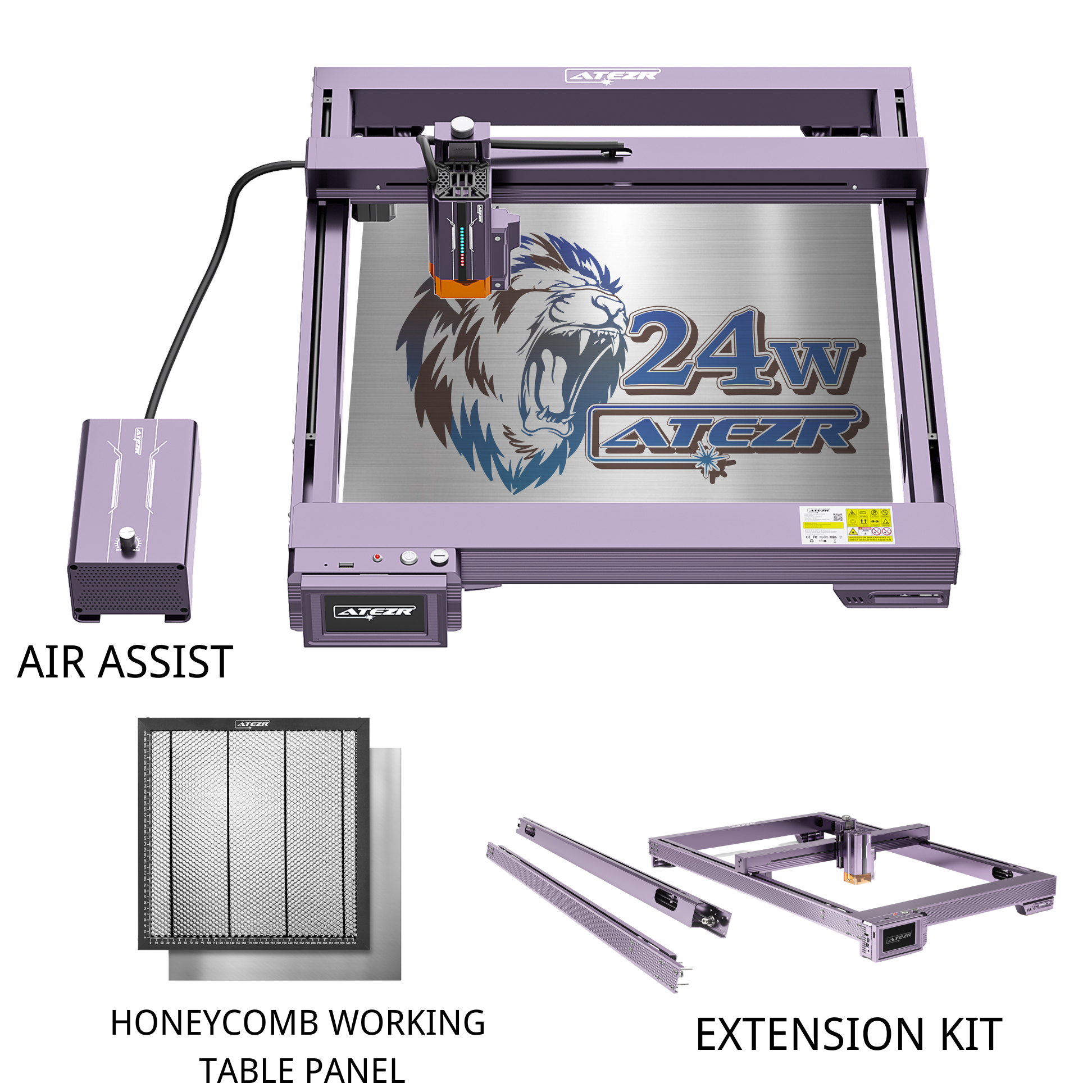 Atezr L2 24W Laser Engraver With KA & F4 & KE-2 Set