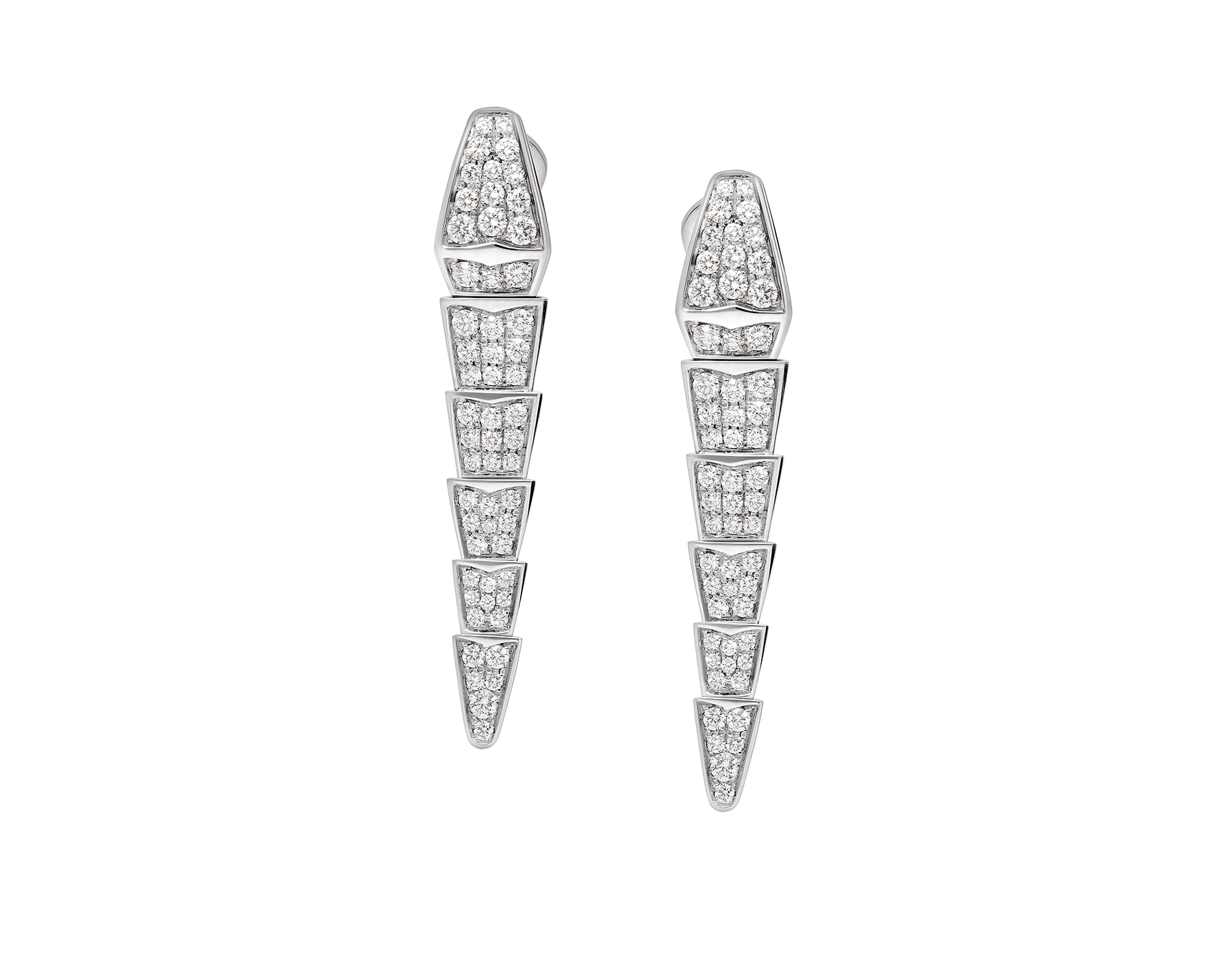 Serpentes Full Pavé Earrings in White Gold