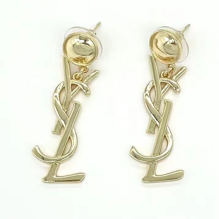 YSL Gold Letter Earrings